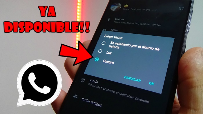 MODO OSCURO OFICIAL de Whatsapp