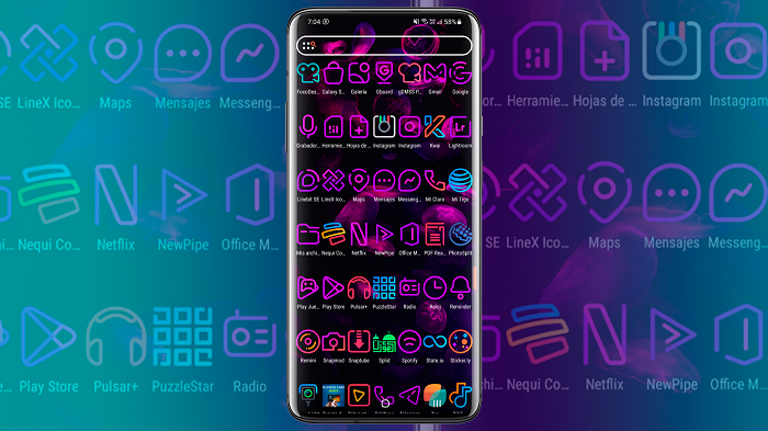 PACK de ICONOS NEÓN FLUORESCENTE más WALLPAPERS UNICOS