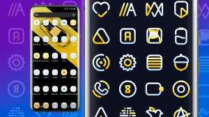 PAQUETE de ICONOS con EFECTO de LUZ & LINEAS de COLOR AMARILLO